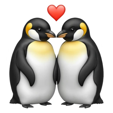 2 emperor penguins facing each other making a heart sticker