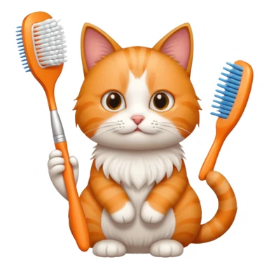 cat, tooth brush, hair brush sticker