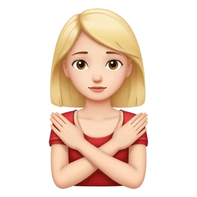 Girl holding her neck with her hands crossed sticker