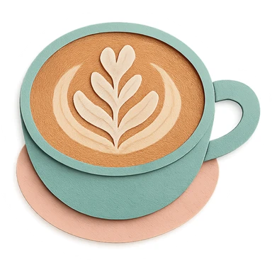 latte art in a cup with latte art shaped like a rosette, soft pastel colors sticker