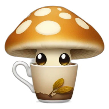 Mushroom having coffee sticker