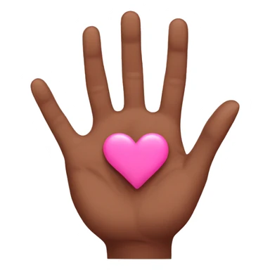 brown hands with pink nails making heart shape sticker