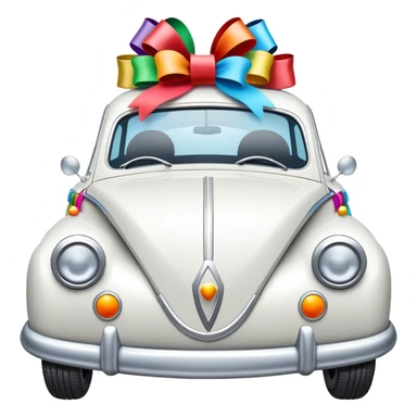 Just married car with cans and ribbons sticker