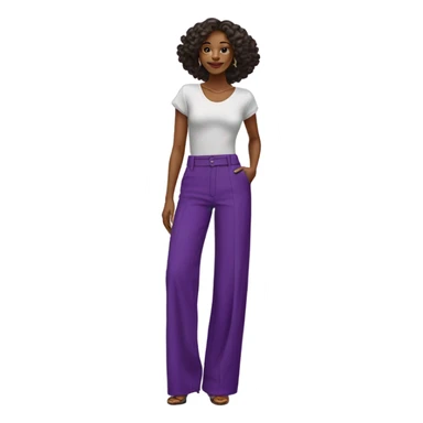 Realistic isolated pair of high waist long wide leg dressy casual pants in purple sticker
