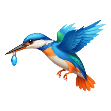 Create an abstract outline of flying kingfisher. Do make it too detailed but make it recognizable. Keep the number of colors limited to only 5 distinct colors.  sticker