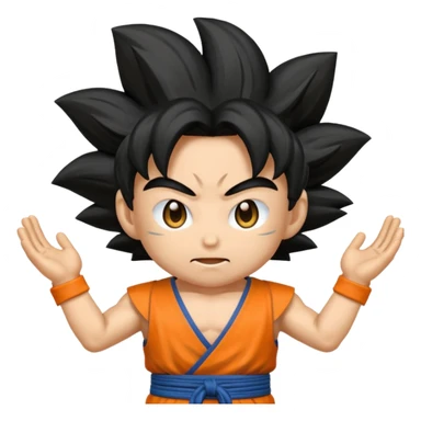 Emoji San goku plus petit niveau image , concentrer comme avant un combat contre un adversaire, maintenant fais moi un emoji que je peux utiliser pour Instagram  sticker