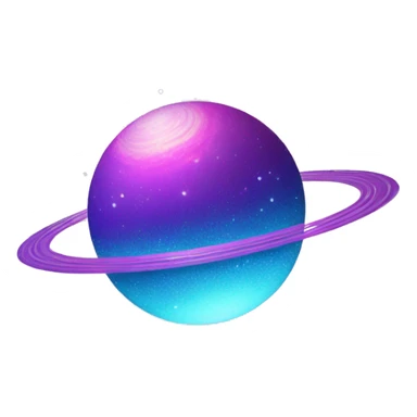 sparkly glittery blue purple and pink glitter planet with white saturn ring sticker