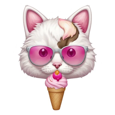 cat with pink ice cream in sunglasses sticker