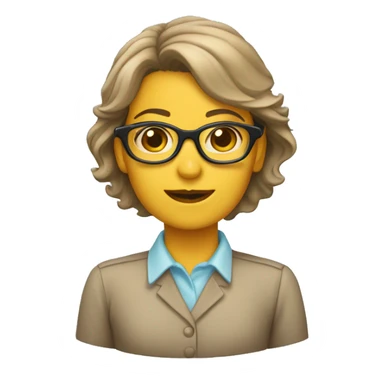 Profesora pelo castaño, gafas sticker