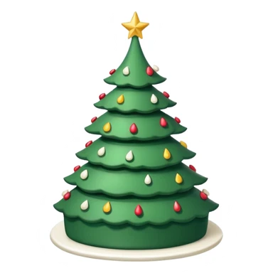 flat cake that looks like christmas tree, it is whole layered with white cream and has sharp corners sticker