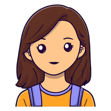 light skin brown girl with long dark brown hair and dark brown eyes sticker