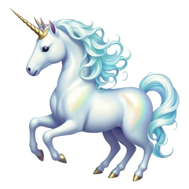 Cinematic Noble White Unicorn Portrait Emoji, Poised and regal, with a slender, ethereal form draped in a pristine white color, a flowing mane and tail, and a glistening, spiraled horn that radiates pure light, Simplified yet sharp and sophisticated features, highly detailed, glowing with a soft, iridescent luminescence, high shine, intelligent and transcendent, stylized with an air of mythical enchantment, focused and serene, soft glowing outline, capturing the essence of a watchful and confident white unicorn that appears ready to prance out of the screen with magical grace! sticker