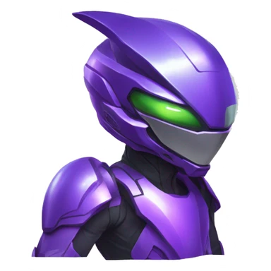 a shiny purple-green-redGenesect-Raptor-Fakémon—hybrid with a futuristic visor-helmet full body sticker