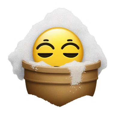 Smiley emoji and a pile of salt under sticker