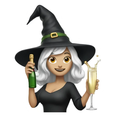 Witch, white skin, Popping Champagne Bottle sticker