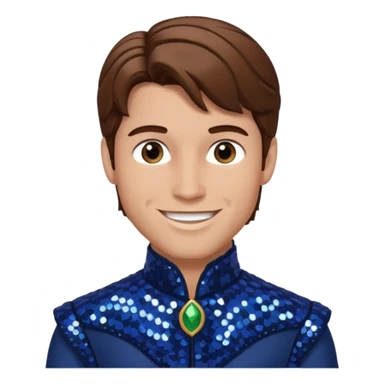 Prince Fiyero from the Wizard of Oz with brown hair, dark blue sequin outfit sticker
