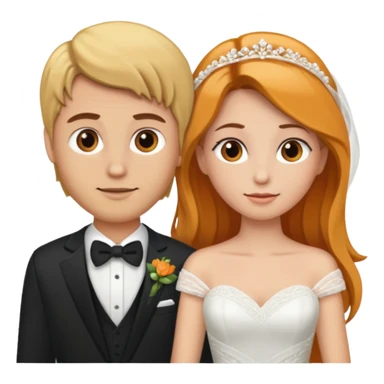 Orange-blonde hair bride and brown hair men sticker