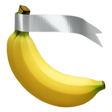 A banana that is duct taped to a wall sticker