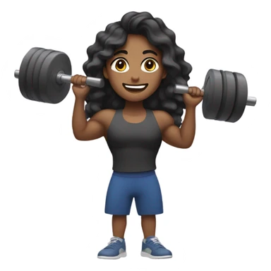 Long wavy hair black Asian lifting weight sticker