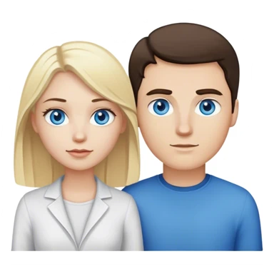 Dark Brown hair blue eyed white guy standing next to a blonde haired blue eyed girl sticker