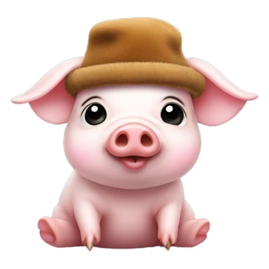 Tiny micro-pig wearing a fur hat and blowing a kiss  sticker