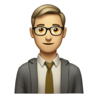 nerd-guy, skinny, rounded-glass, short-hair, sticker