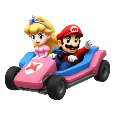 Princess Peach and Mario driving karts sticker
