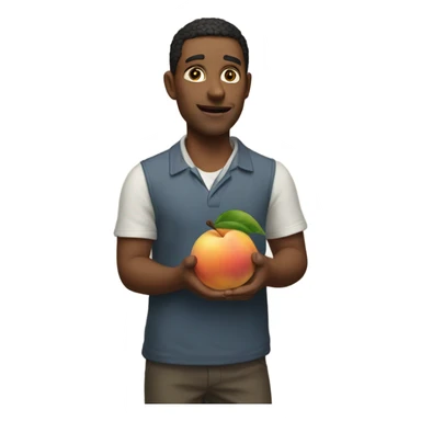 neal holding a peach sticker