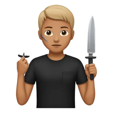 Person standing with a knife behind their back sticker