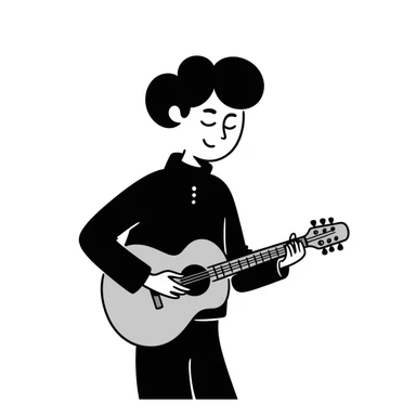 Person passionately playing musical instrument with emotion sticker