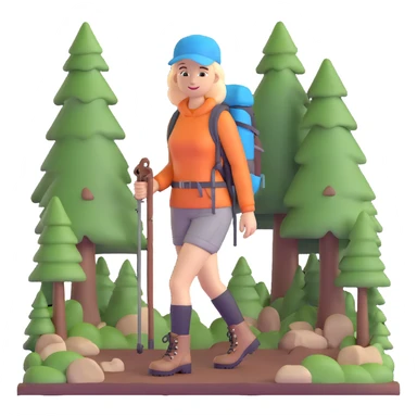 Outdoorsy woman with hiking boots and forest background, Melissa Backwoods sticker