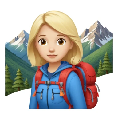 girl back packing mountains background  sticker