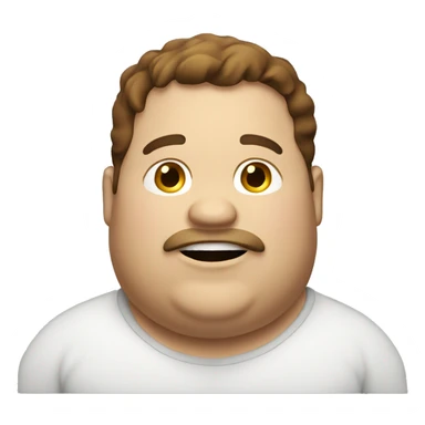 fat guy with brown hair eating sticker