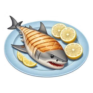 cooked shark steak on a plate sticker