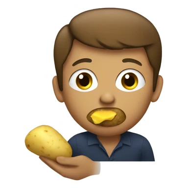Person eating potato sticker