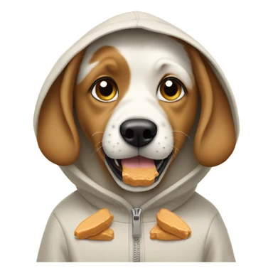 Dog with a hoodie eating peanut butter  sticker