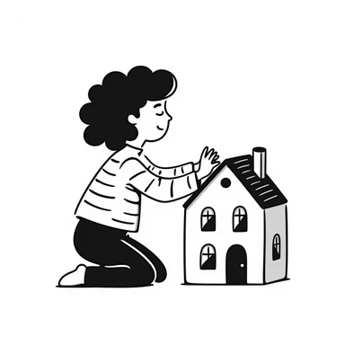 caravan in hand-drawn doodle style sticker