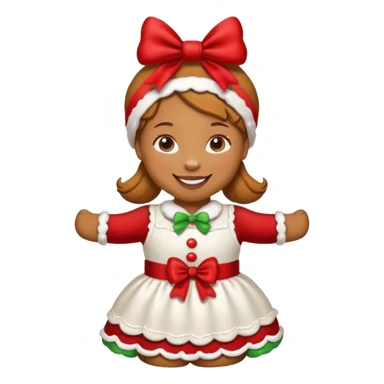 Christmas cookie with arms and legs but make it a girl, wearing red bow on her head sticker