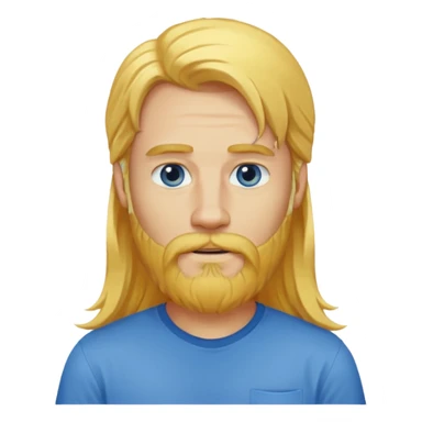 yellow long hair bearded man with shirt sticker