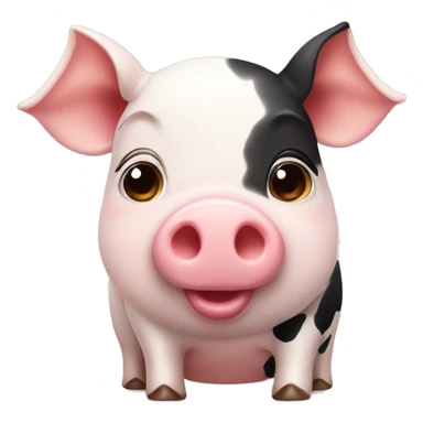 Cute piggie with a cute cow next to each other sticker