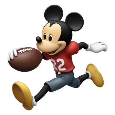 Mickey Mouse running with a football in his hand sticker
