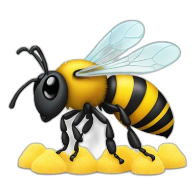 Bee sniffing sugar sticker