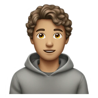 teenager boy brown wavy hair and gray sweater sticker