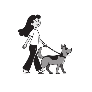 girl with long black hair walking a German Shepherd sticker