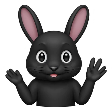 Emoji tete de Lapin noire qui fait bonjour de la main  sticker