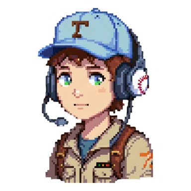 Scout from TF2 with headset and baseball cap sticker
