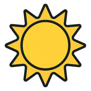 minimalist sun icon with thin colored outline and no face sticker