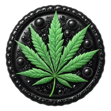 frozen caviar with cannabis leaf sticker