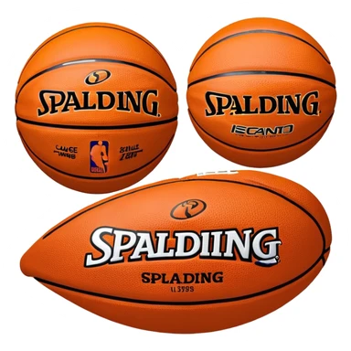 Minimalist basketball in classic orange color with small Spalding and NBA logos sticker