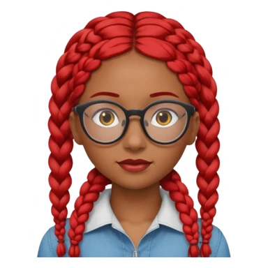 Dark Tan girl with long red plaits and red rmmed  glasses head neck and shoulder shot only sticker